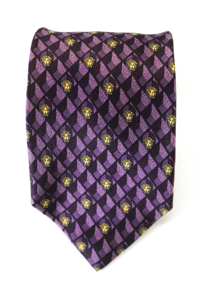 Gianni Versace Mens Medusa Head Novelty Printed Classic Neck Tie Purple Size OS