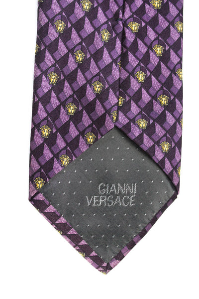 Gianni Versace Mens Medusa Head Novelty Printed Classic Neck Tie Purple Size OS