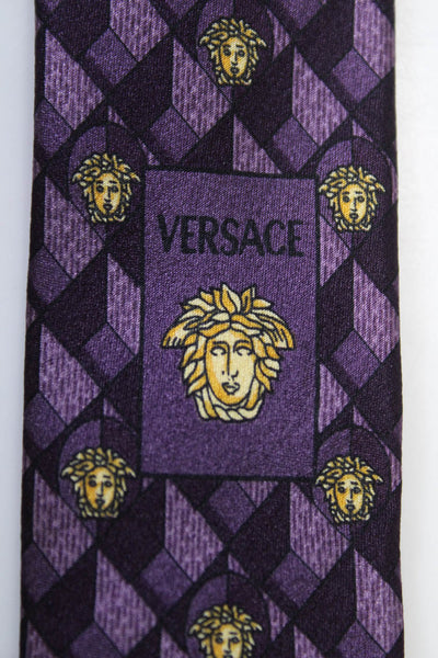 Gianni Versace Mens Medusa Head Novelty Printed Classic Neck Tie Purple Size OS