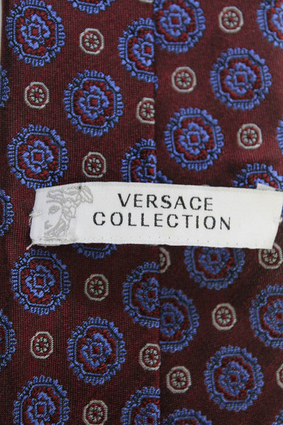 Versace Collection Mens Novelty Circle Printed Neck Tie Burgundy Size OS