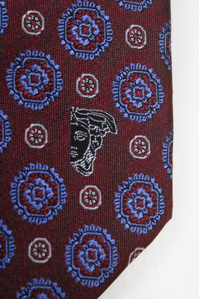 Versace Collection Mens Novelty Circle Printed Neck Tie Burgundy Size OS