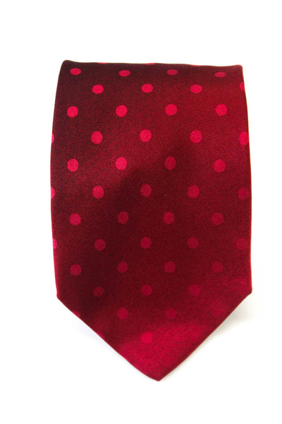 Versace Mens Satin Ombre Polka Dot Printed Classic Neck Tie Red Size OS