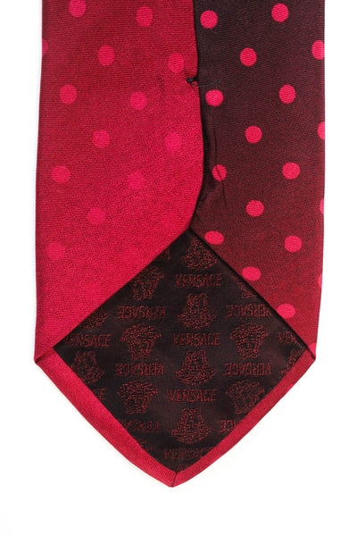 Versace Mens Satin Ombre Polka Dot Printed Classic Neck Tie Red Size OS