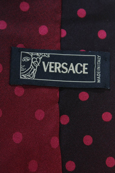 Versace Mens Satin Ombre Polka Dot Printed Classic Neck Tie Red Size OS