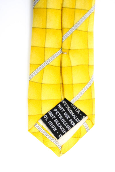 Gianni Versace Mens Silk Satin Novelty Printed Classic Neck Tie Yellow Size OS