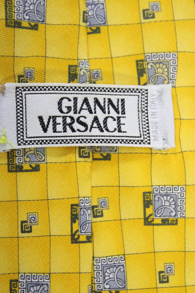 Gianni Versace Mens Silk Satin Novelty Printed Classic Neck Tie Yellow Size OS