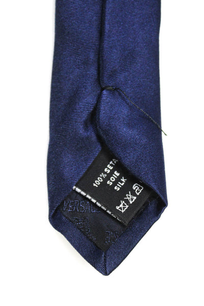 Versace Mens Silk Satin Baroque Novelty Printed Classic Neck Tie Navy Size OS