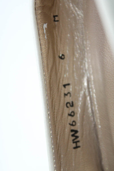 Stuart Weitzman Womesn Leather Two-Toned Round Toe Slip On Pumps White Size 6M