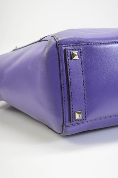 Kate Spade Womens Large Leather Top Handle Bow Tote Handbag Purple
