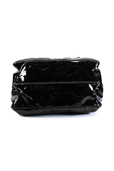 Salvatore Ferragamo Women Gancini Lock Patent Leather Shoulder Bag Handbag Black