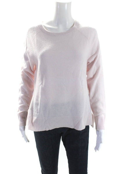 Allude Womens Cashmere Ruffled Crew Neck Sweater Light Pink Size Extra Small