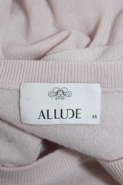 Allude Womens Cashmere Ruffled Crew Neck Sweater Light Pink Size Extra Small