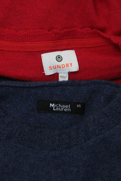 Sundry Michael Lauren Womens Sweaters Red Blue Size 2 Extra Small Lot 2