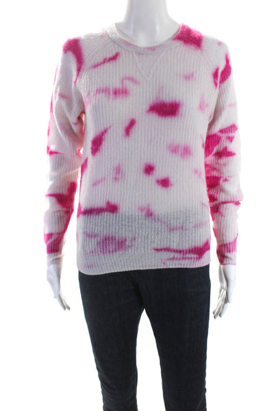 Line Womens Cashmere Tie Dye Spotted Print Ribbed Sweater Top Pink Size XS