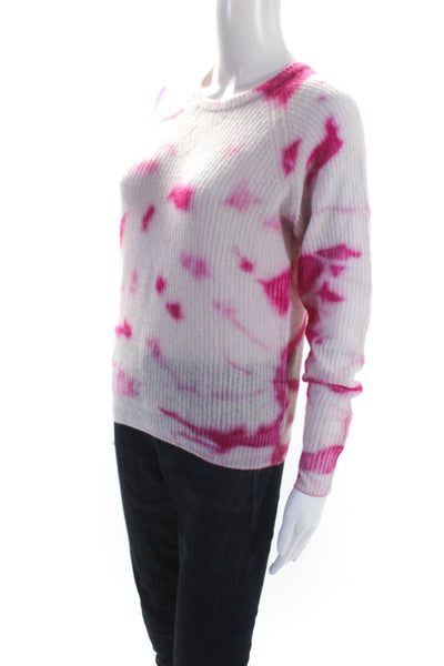 Line Womens Cashmere Tie Dye Spotted Print Ribbed Sweater Top Pink Size XS