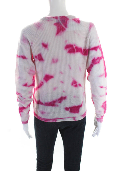 Line Womens Cashmere Tie Dye Spotted Print Ribbed Sweater Top Pink Size XS