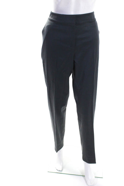 St. John Womens Tapered Zipper Fly Pleaded Trouser Pants Gray Wool Size 8