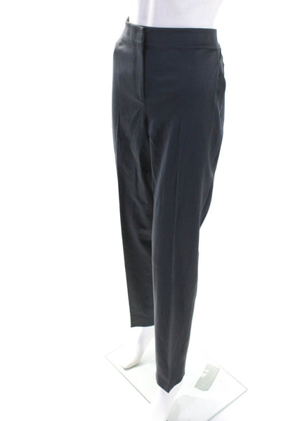 St. John Womens Tapered Zipper Fly Pleaded Trouser Pants Gray Wool Size 8