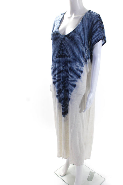 Free People Womens Jersey Knit Ombre Print Knee Length T-Shirt Dress Blue Size S