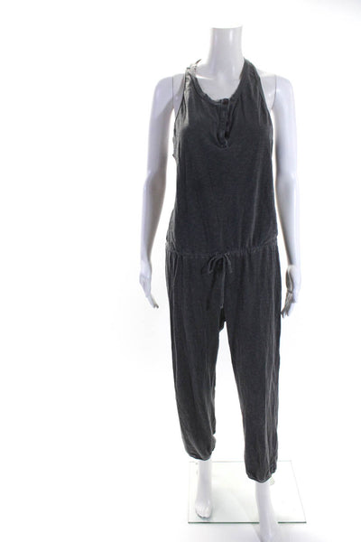 Sundry Womens Cotton Jersey Knit Henley Sleeveless Jumpsuit Heather Gray Size 3