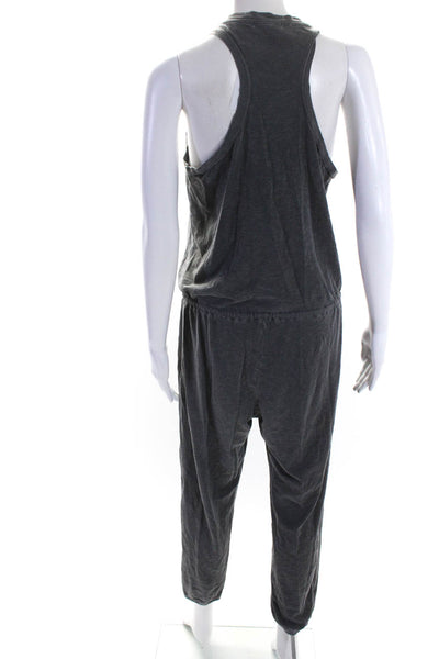 Sundry Womens Cotton Jersey Knit Henley Sleeveless Jumpsuit Heather Gray Size 3