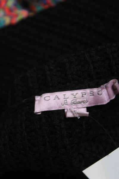 Calypso Saint Barth Womens Wool Thick Knit Split Hem Sweater Top Black Size L