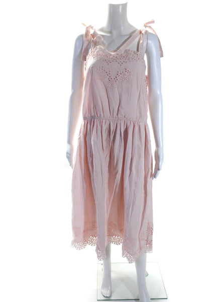 Catherine Catherine Malandrino Womens Cotton Tied Strap Midi Dress Pink Size XL