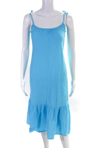 Honorine Women's Scoop Neck Spaghetti Straps Tiered Midi Dress Blue Size S