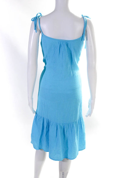 Honorine Women's Scoop Neck Spaghetti Straps Tiered Midi Dress Blue Size S