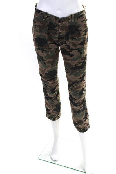 Nili Lotan Women's Hook Closure Tapered Leg Cargo Pant Camouflage Size 2