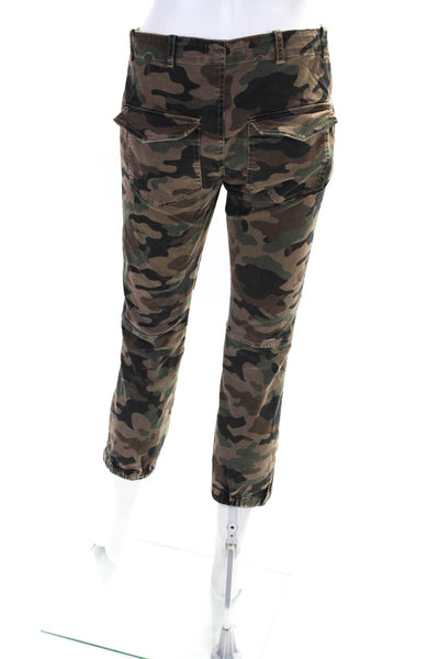 Nili Lotan Women's Hook Closure Tapered Leg Cargo Pant Camouflage Size 2