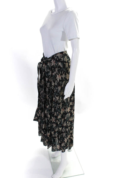 Doen Women's Tie Closure Wrap Flare Floral Unlined Midi Skirt Size S