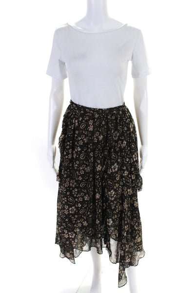 Ulla Johnson Women's Zip Closure Lined Tiered Floral Silk Midi Skirt Size 4