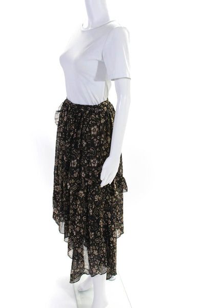 Ulla Johnson Women's Zip Closure Lined Tiered Floral Silk Midi Skirt Size 4