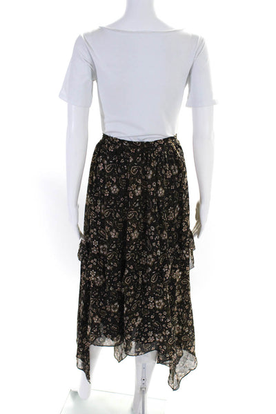 Ulla Johnson Women's Zip Closure Lined Tiered Floral Silk Midi Skirt Size 4