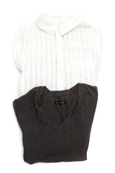 Rag & Bone Women's V-Neck Short Sleeves Basic T-Shirt Gray Size S Lot 2