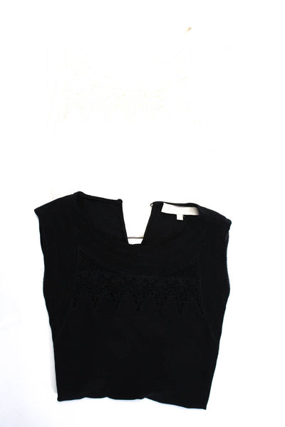 Vanessa Bruno Women's Sleeveless Embroidered Silk Blouse Black Size 38 Lot 2