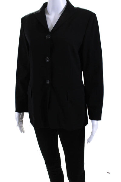 Jil Sander Women's Collared Long Sleeves Three Button Lined Blazer Black Size 36
