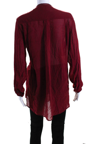 Isabel Marant Etoile Womens Long Sleeves Button Pockets Tunic Blouse Red Size 36