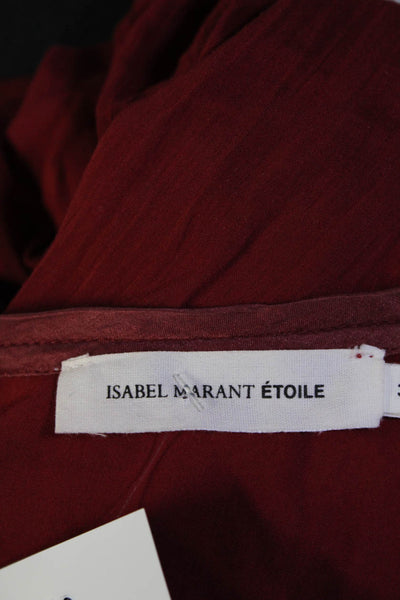 Isabel Marant Etoile Womens Long Sleeves Button Pockets Tunic Blouse Red Size 36