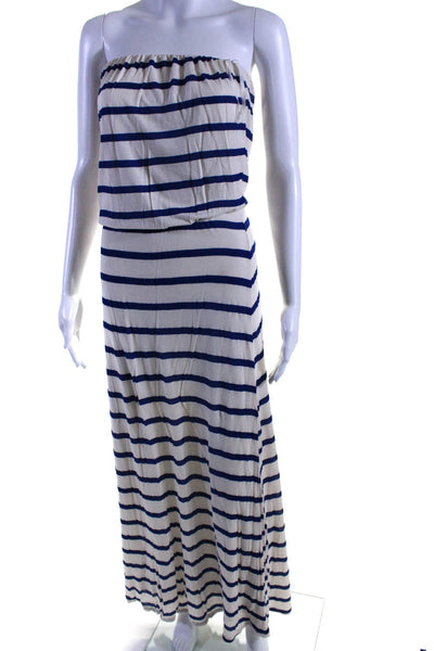 Velvet Womens White Blue Striped Elastic Waist Strapless Shift Dress Size S