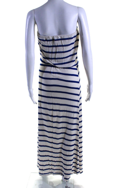 Velvet Womens White Blue Striped Elastic Waist Strapless Shift Dress Size S