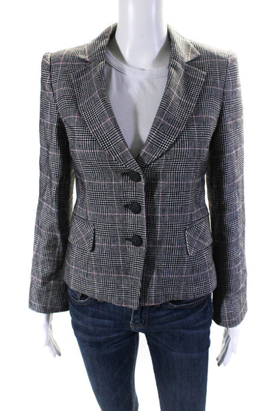 Armani Collezioni Women's Collared Long Sleeves Lined Plaid Blazer Size 2