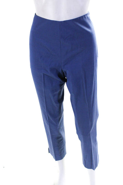 Leggiadro Women's Flat Front Straight Leg Ankle Dress Pant Blue Size 6