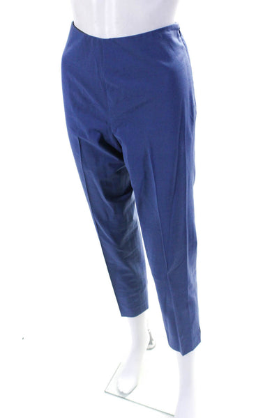 Leggiadro Women's Flat Front Straight Leg Ankle Dress Pant Blue Size 6