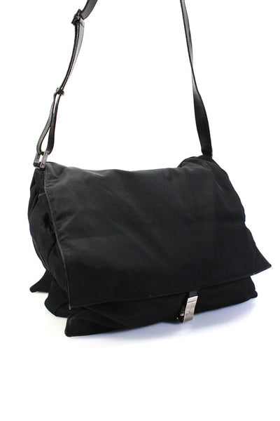 Gucci Womens Large Lobster Clasp Nylon Flap Messenger Shoulder Bag Handbag Black