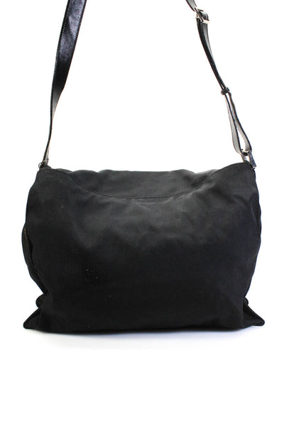Gucci Womens Large Lobster Clasp Nylon Flap Messenger Shoulder Bag Handbag Black