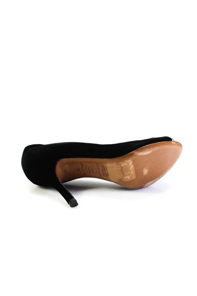Luciano Barbera Womens Embellished Velvet Peep Toe Slip On Pumps Black Size 38 8