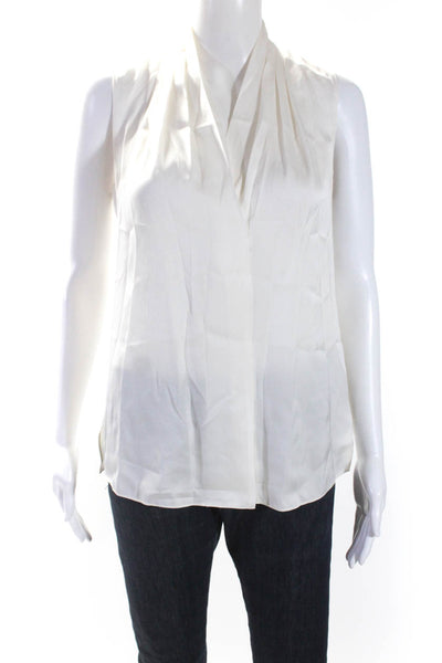 Kobi Halperin Womens Sleeveless V Neck Pullover Silk Blouse White Size XS