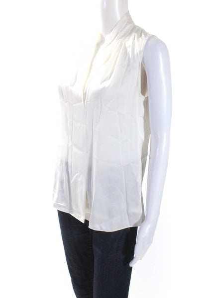 Kobi Halperin Womens Sleeveless V Neck Pullover Silk Blouse White Size XS